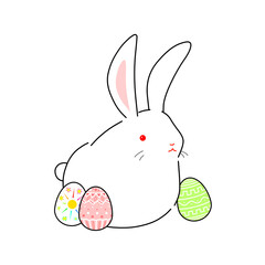 白色のウサギとイースター・エッグ