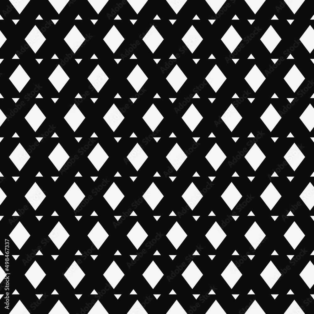 Poster white diamonds and wrenched background. vector seamless pattern of white rhombuses.