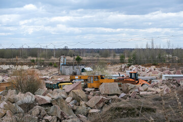Quarry with mining and stone production.