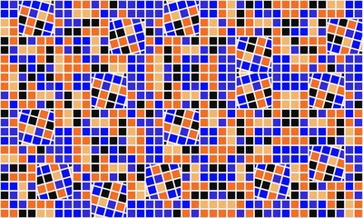 Abstract geometric vector seamless pattern with transition effect.