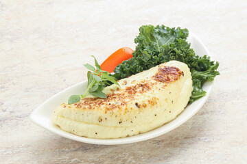 Roasted traditional cheese haloumi