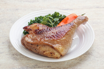 Roasted duck leg with orange sauce