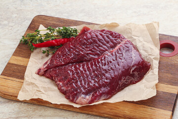 Raw beef machete steak for grill