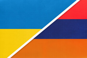 Ukraine and Armenia, symbol of country. Ukrainian vs Armenian national flags