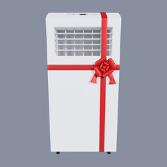 mobile air conditioner with red bow 3d 