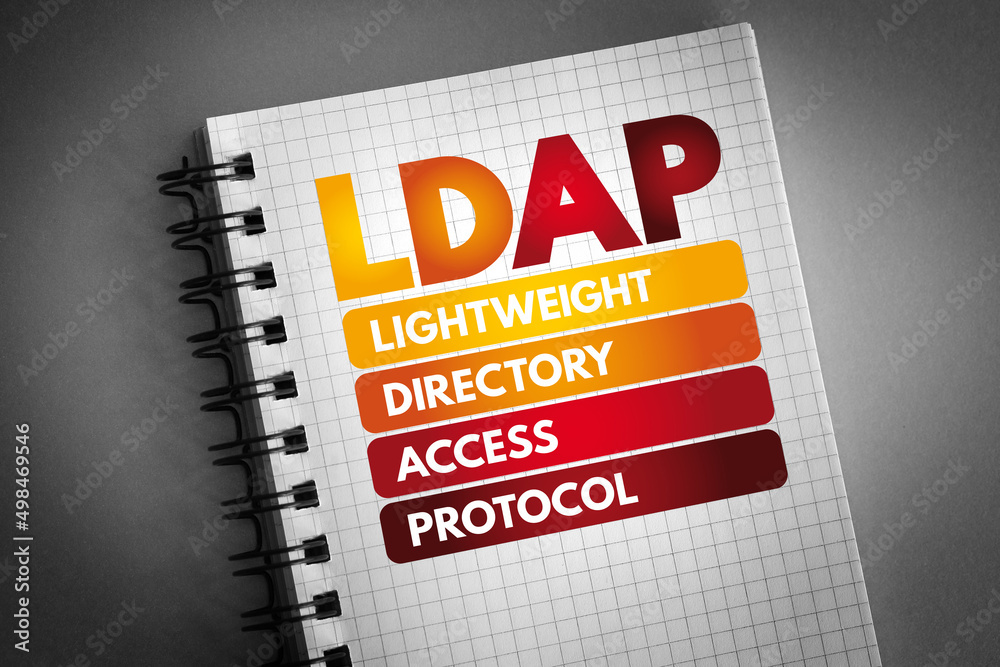 Poster ldap - lightweight directory access protocol acronym on notepad, technology concept background