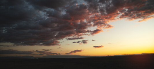 Beautiful view. Sunset at field. Armenia