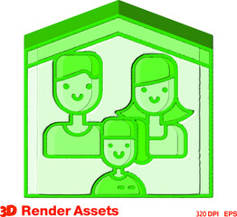 cute 3d assets of couple family, perfect for social media, game, website assets and many more