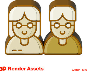 cute 3d assets of couple family, perfect for social media, game, website assets and many more