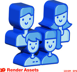 cute 3d assets of couple family, perfect for social media, game, website assets and many more