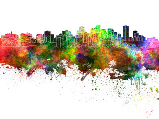 Edmonton skyline in watercolor background