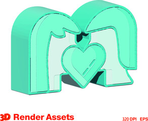 Fototapeta premium cute 3d assets of couple family, perfect for social media, game, website assets and many more