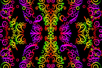 seamless circular circle candy colour caleidoscope gradient flower art pattern of indonesian traditional tenun batik ethnic dayak ornament for wallpaper ads background 