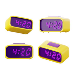 420 time at alarm clock medical marijuana concept 3D icons.