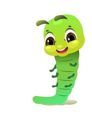 Caterpillar stand. wildlife object. Little funny insect. Cute cartoon style. isolated on white background. Vector