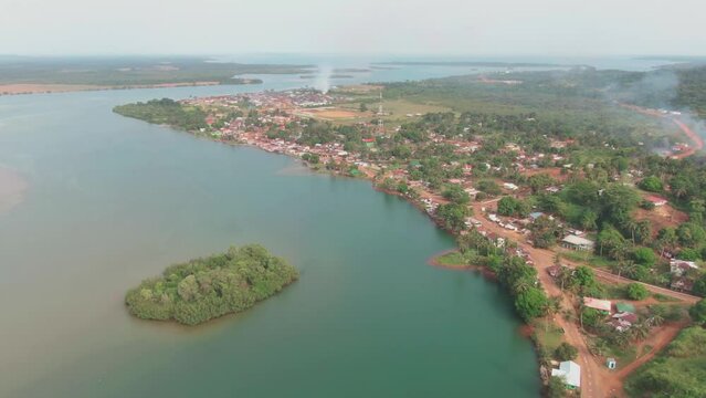 Aerial Landscape of Robertsport, Liberia near Lake Piso