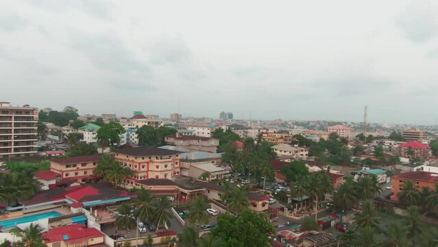 Aerial shot of the Mamba Point area of Monrovia, Liberia