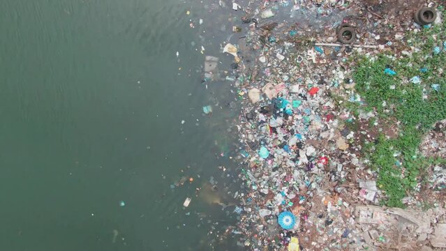 plastic waste on a beach in Monrovia, Liberia