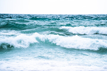 Fototapeta premium Blue sea wave. Travel Concept