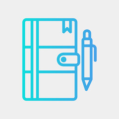 Notebook icon in gradient style, use for website mobile app presentation