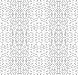 Seamless geometric ornament based on traditional islamic art. Black and white.