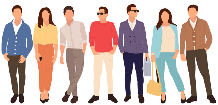 people men and women flat design, isolated, vector