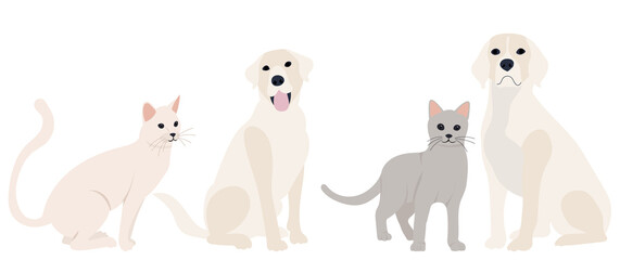 dog and cat flat design, isolated