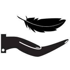 sensitive icon with soft feather. lightweight sign. flat style.