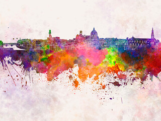 Florence skyline in watercolor background