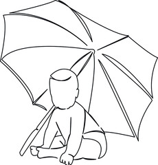 baby under an umbrella