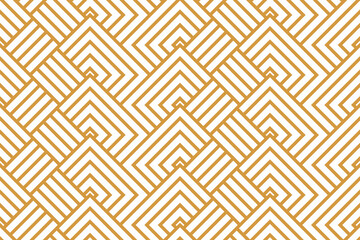 Abstract geometric pattern with stripes, lines. Seamless vector background. White and gold ornament. Simple lattice graphic design
