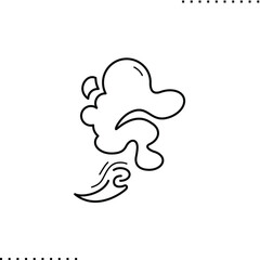 Smelling smoke, stink aroma vector isolated icon in outline