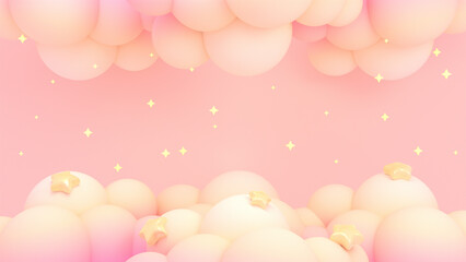 3d rendered pastel clouds and stars sky.