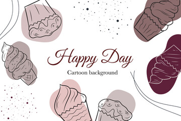 cute doodle bakery food cartoon background card