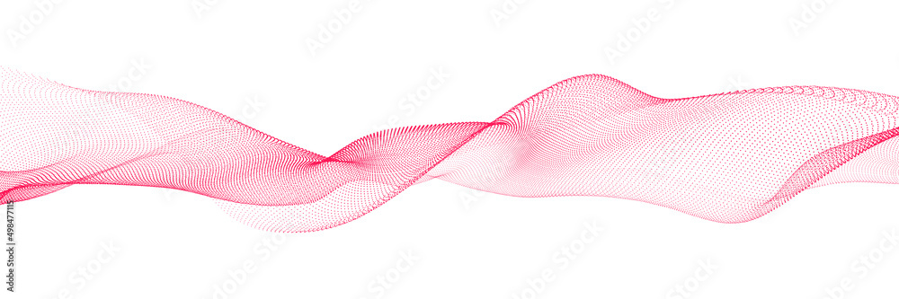 Poster abstract dynamic smooth wave. sound wave concept. futuristic particle flow on a white background. di