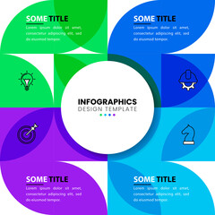 Infographic template with icons and 4 options or steps. Abstract Circle