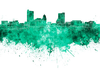 Fototapeta premium Fort Wayne skyline in watercolor background