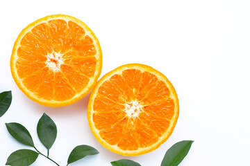 Orange fruit on white background.