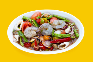 Thai spicy salad with seafood