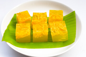 Sweet egg floss jelly. Thai dessert