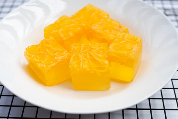 Sweet egg floss jelly. Thai dessert