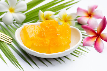 Sweet egg floss jelly. Thai dessert