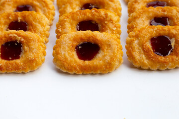 Puff pastry cookies filled with jam