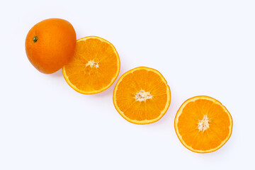 Orange fruit on white background.