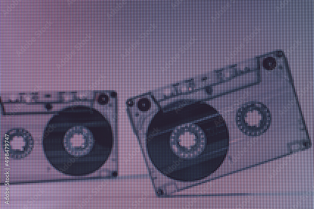Aufkleber beautiful audio cassette tape in neon light. minimalism retro style concept. 80s. background pattern