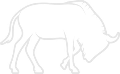 Wildebeest Silhouette. Isolated Vector Animal Template for Logo Company, Icon, Symbol etc