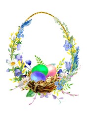 easter eggs and flowers, Easter wreath