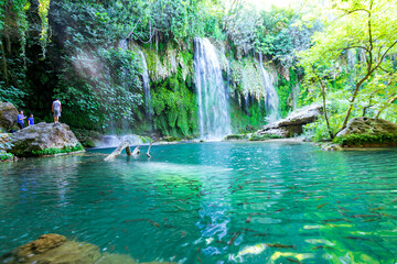 waterfall in Antalya, Turkey. Green landscape