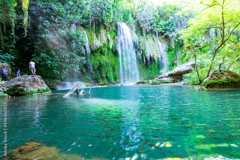 Wall mural waterfall in Antalya, Turkey. Green landscape