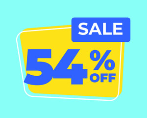 54% off tag fifty four percent discount sale blue letter yellow background